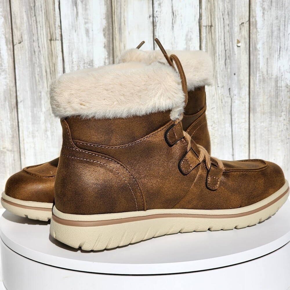 Cliffs by White Mountain Harrison Tan Lace-Up Booties Women’s 7.5 Wide NEW - Picture 7 of 12
